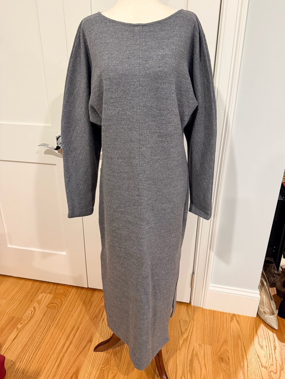 COS Grey Wool Knit Midi Dress with Side Slit - Picture 6 of 16